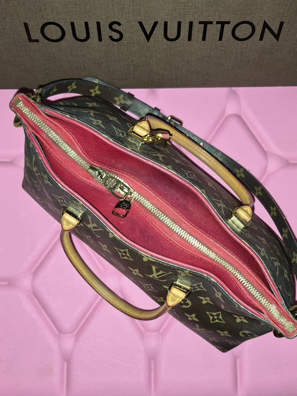 Louis Vuitton Pallas Monogram Shoulder Bag with Cerise Interior